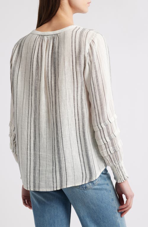 RAILS RAILS CATERINA STRIPE LINEN BLEND PEASANT BLOUSE