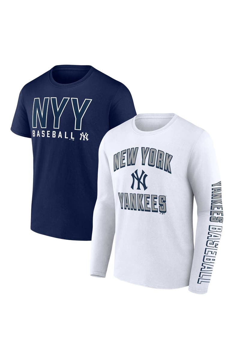 FANATICS Men's Fanatics Branded Navy/White New York Yankees Two-Pack Combo T-Shirt Set, Alternate, color, 