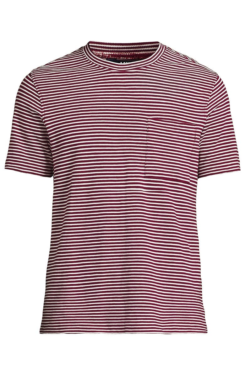 Lands' End Short Sleeve Cotton Linen Tee, Alternate, color, Burgundy Spritz Mini Stripe