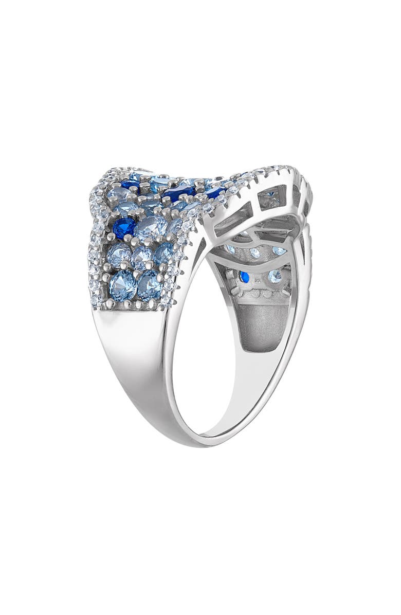 FUZION CREATIONS Pavé Cubic Zirconia & Blue Spinel Cocktail Ring, Alternate, color, White Gold