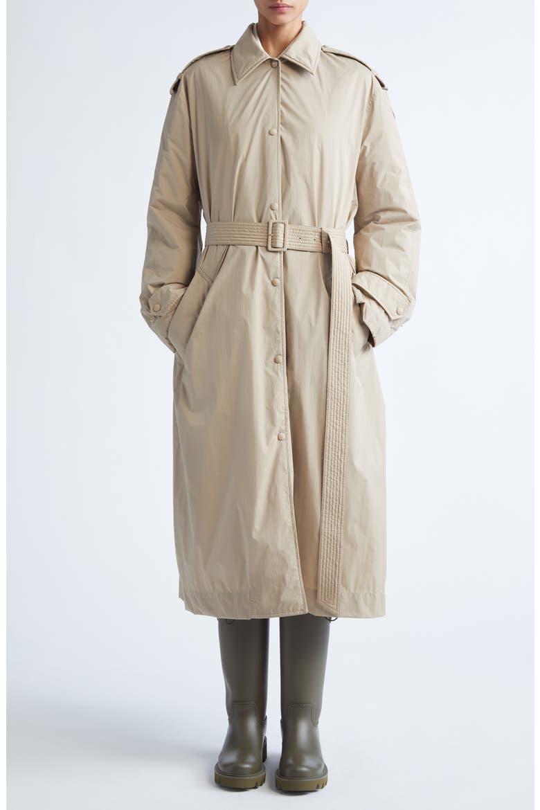 Yevre Down Trench Coat, Main, color, WOODSMOKE
