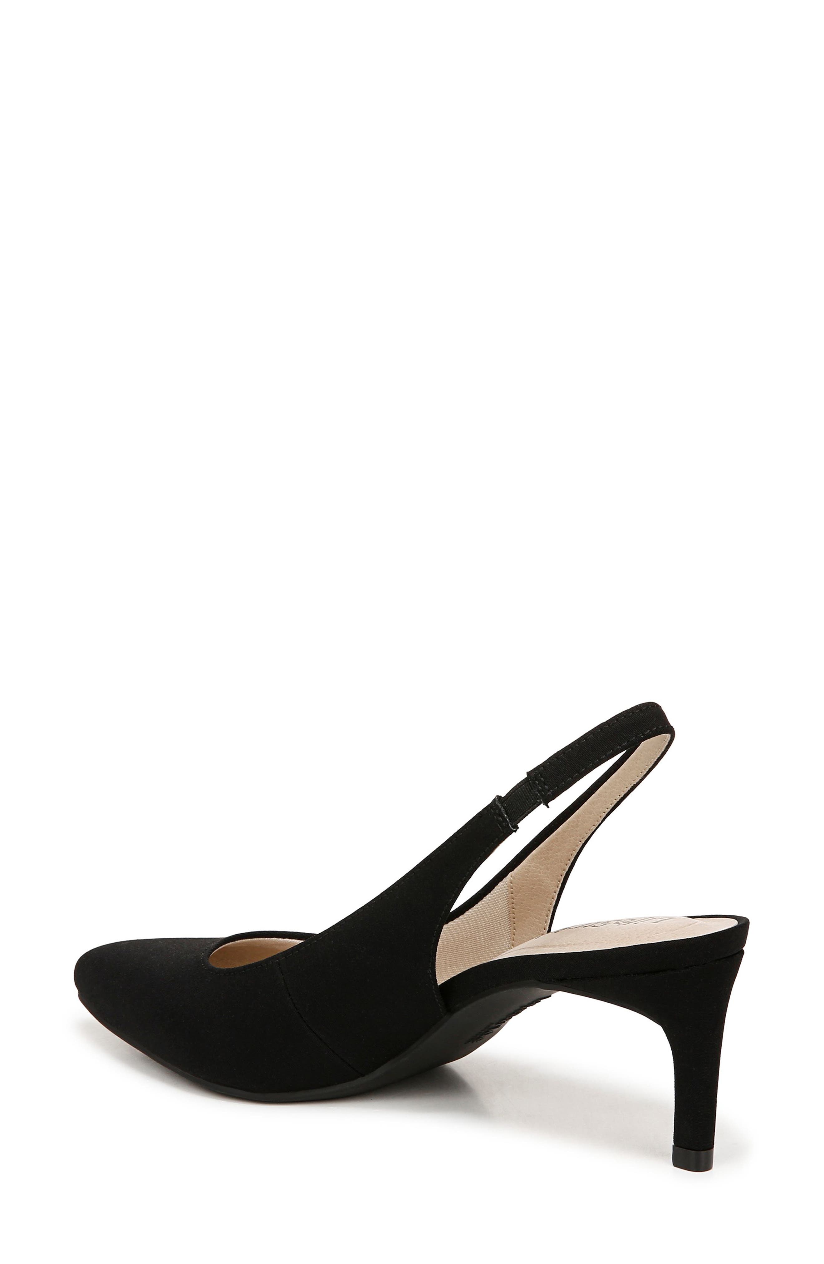 LifeStride Annalise Slingback Pointed Toe Pump - Wide Width Available, Alternate, color, Black Faux Suede