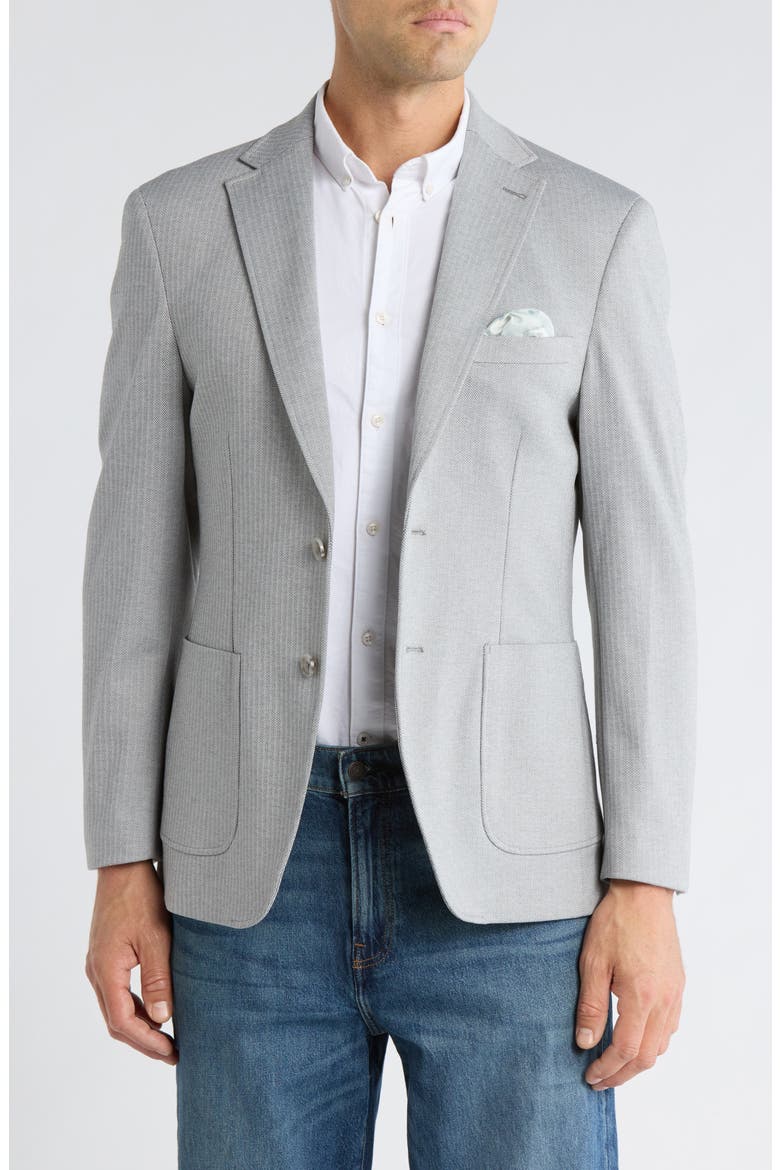 Herringbone Knit Sport Coat, Main, color, GREY