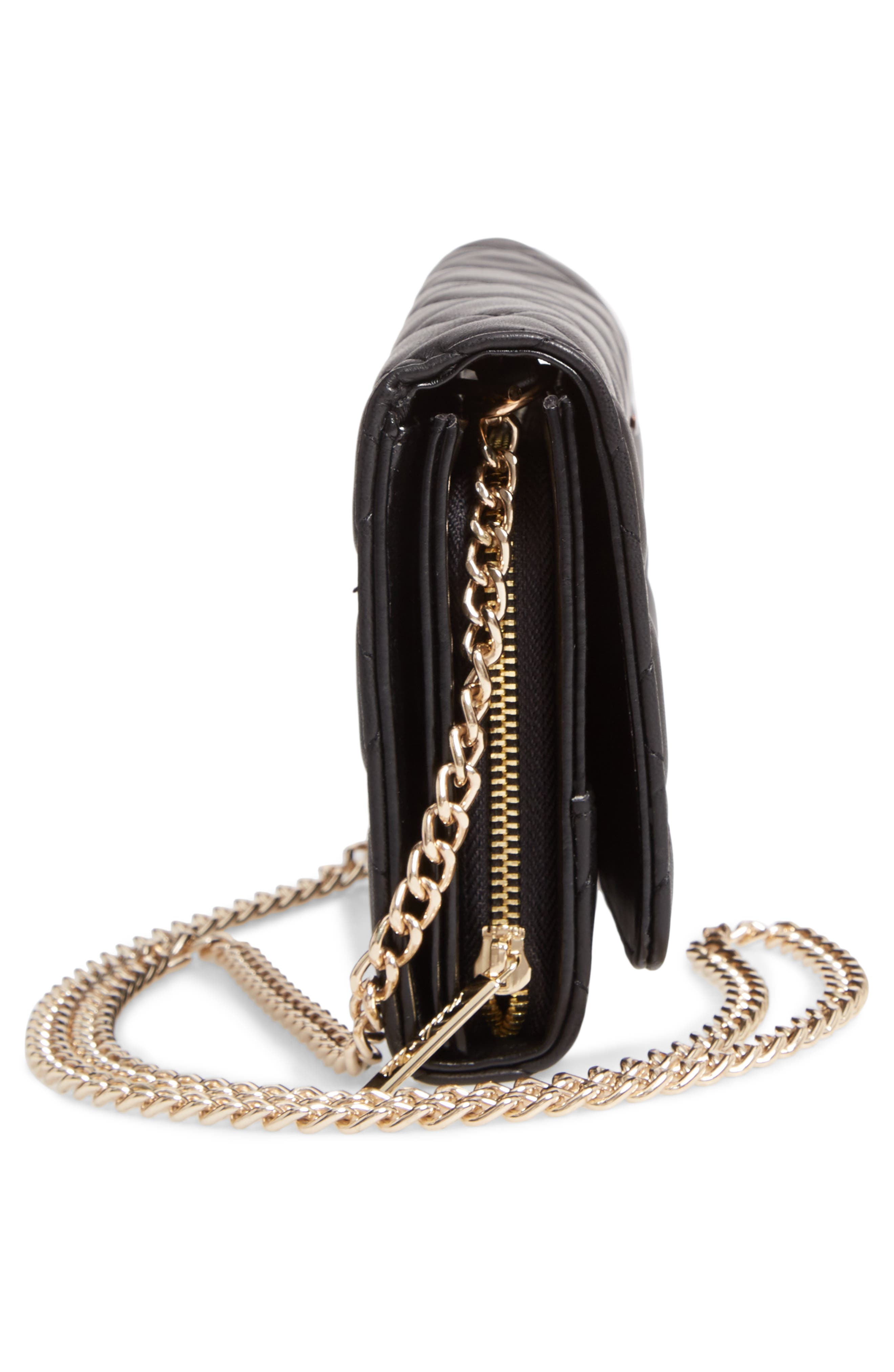 Ciara Quilted Vegan Leather Convertible Clutch, Alternate, color, BLACK