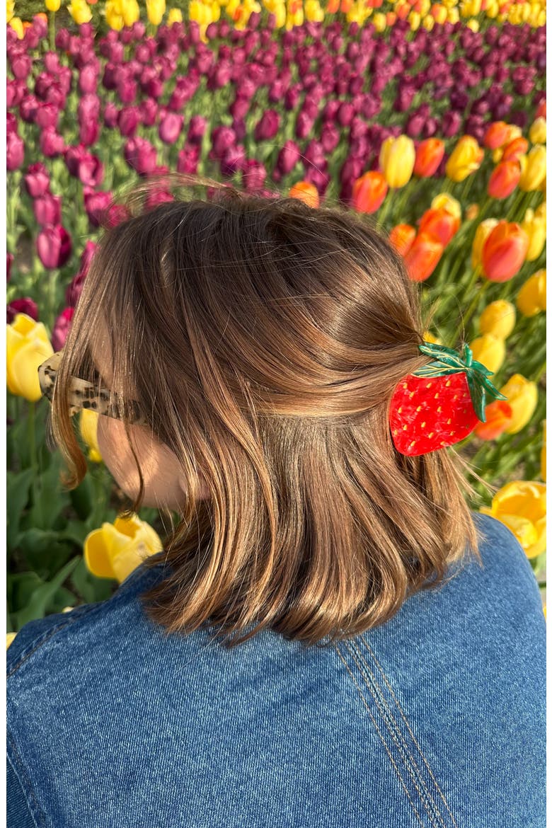Strawberry Claw Hair Clip, Alternate, color, RED