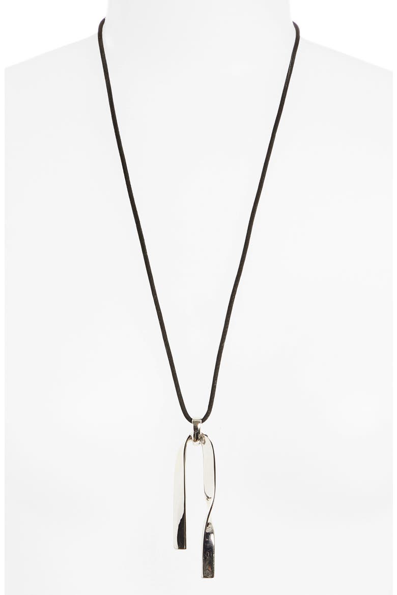 Twist Metal Pendant Necklace, Alternate, color, RHODIUM