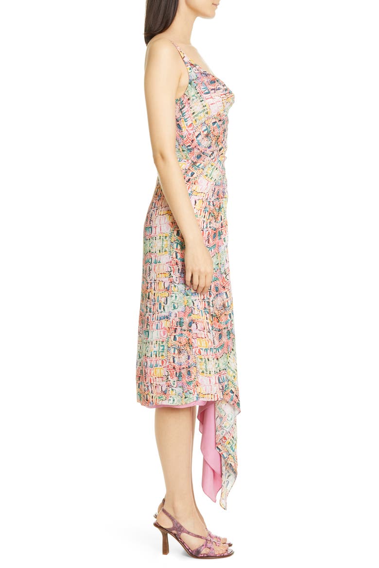 Drape Neck Print Crepe Slipdress, Alternate, color, CROCO PRINT