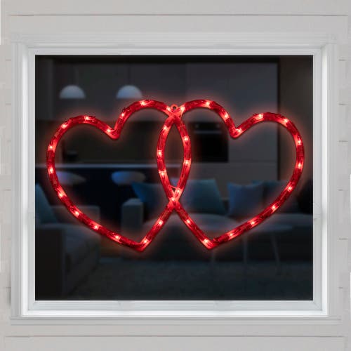 Northlight Lighted Double Heart Valentine's Day Window Silhouette In Red
