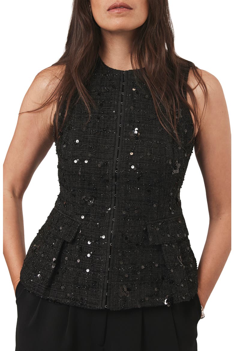 Embellished Backless Waistcoat, Main, color, Black