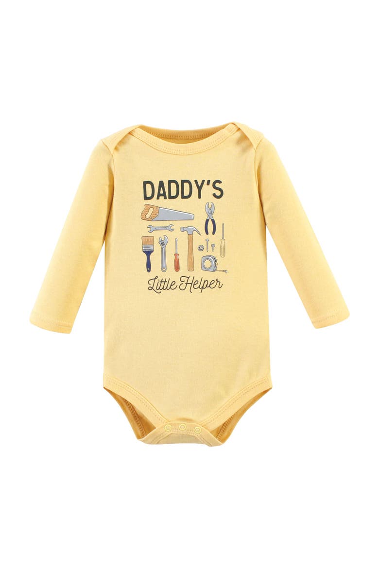 Cotton Long-Sleeve Bodysuits 3-Pack, Alternate, color, Construction Work 3-Pack
