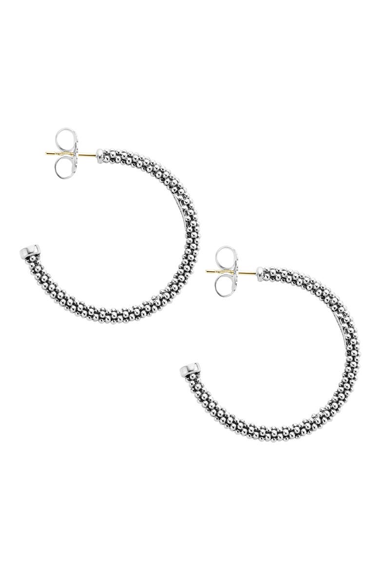 Caviar Hoop Earrings, Main, color, SILVER