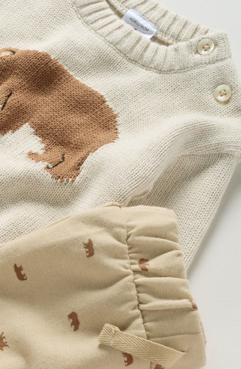 Nordstrom Cozy Motif Sweater & Joggers Set, Alternate, color, Beige Heather- Tan Bears