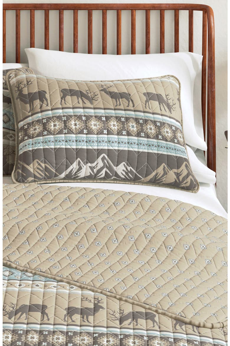 Wildlife Patchwork Quilt Set, Alternate, color, RUSTIC LODGE STRIPES