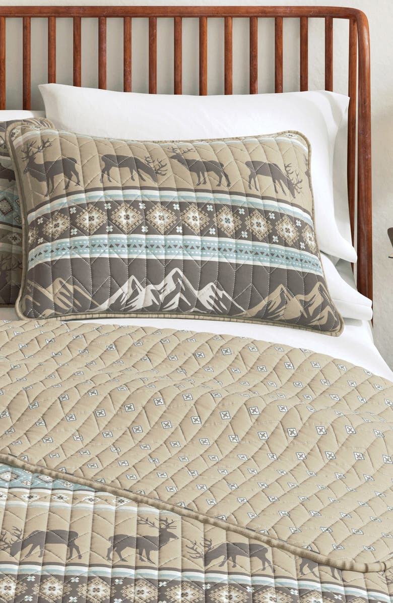 Woven & Weft Wildlife Patchwork Quilt Set, Alternate, color, Rustic Lodge Stripes