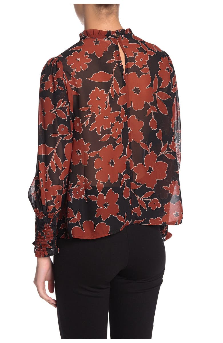 Everleigh Ruffle Neck Long Sleeve Ruched Blouse, Alternate, color, 