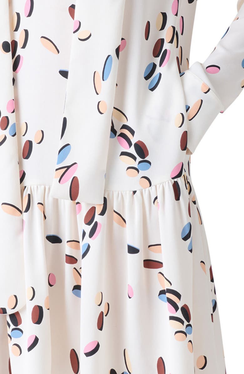 Akris punto Boho Dropping Dots Long Sleeve Satin Shirtdress, Alternate, color, Cream-Multicolor
