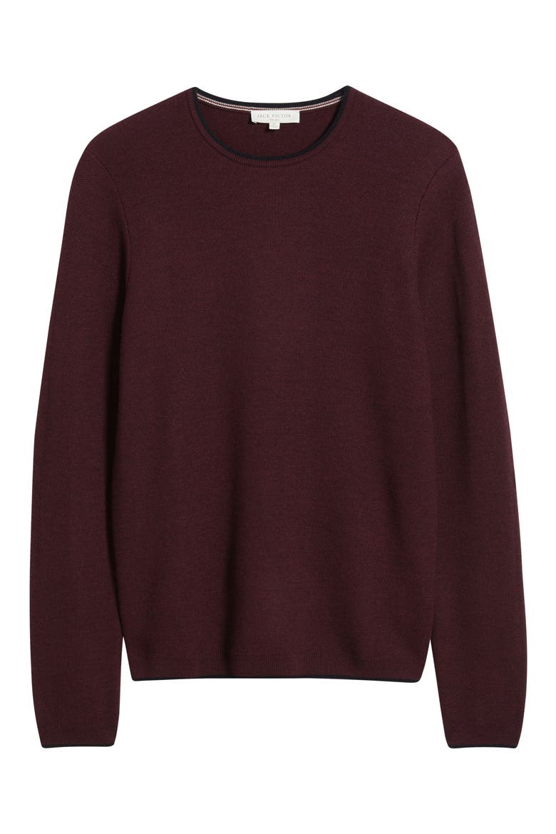 Belvedere Tipped Merino Wool Sweater, Alternate, color, WINE