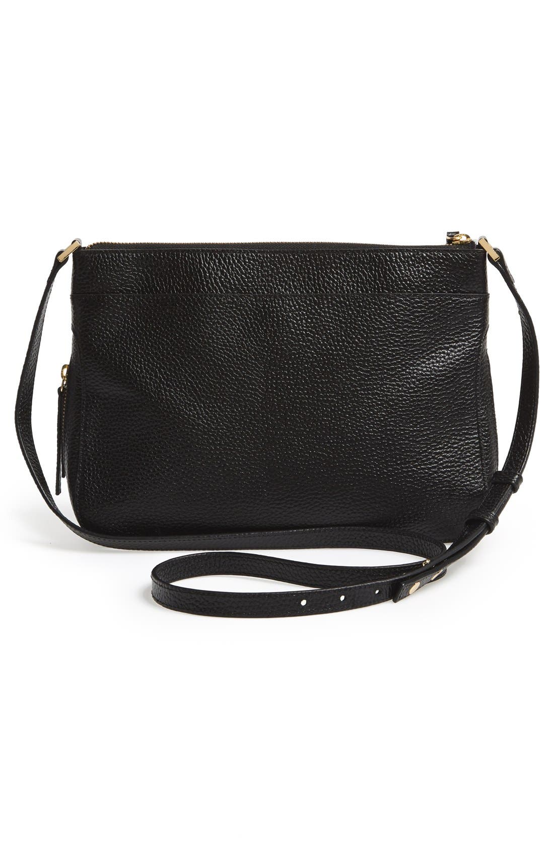 Halogen Tassel Leather Crossbody Bag, Alternate, color, BLACK