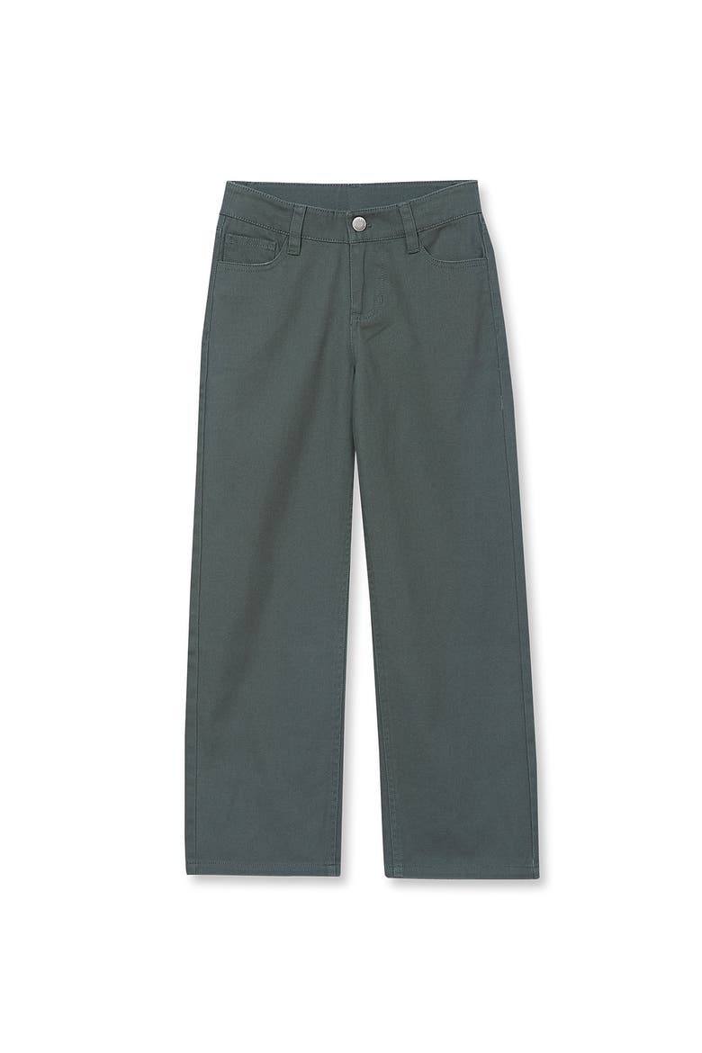 Girls Wide Leg Twill Pants, Main, color, Dark Forest