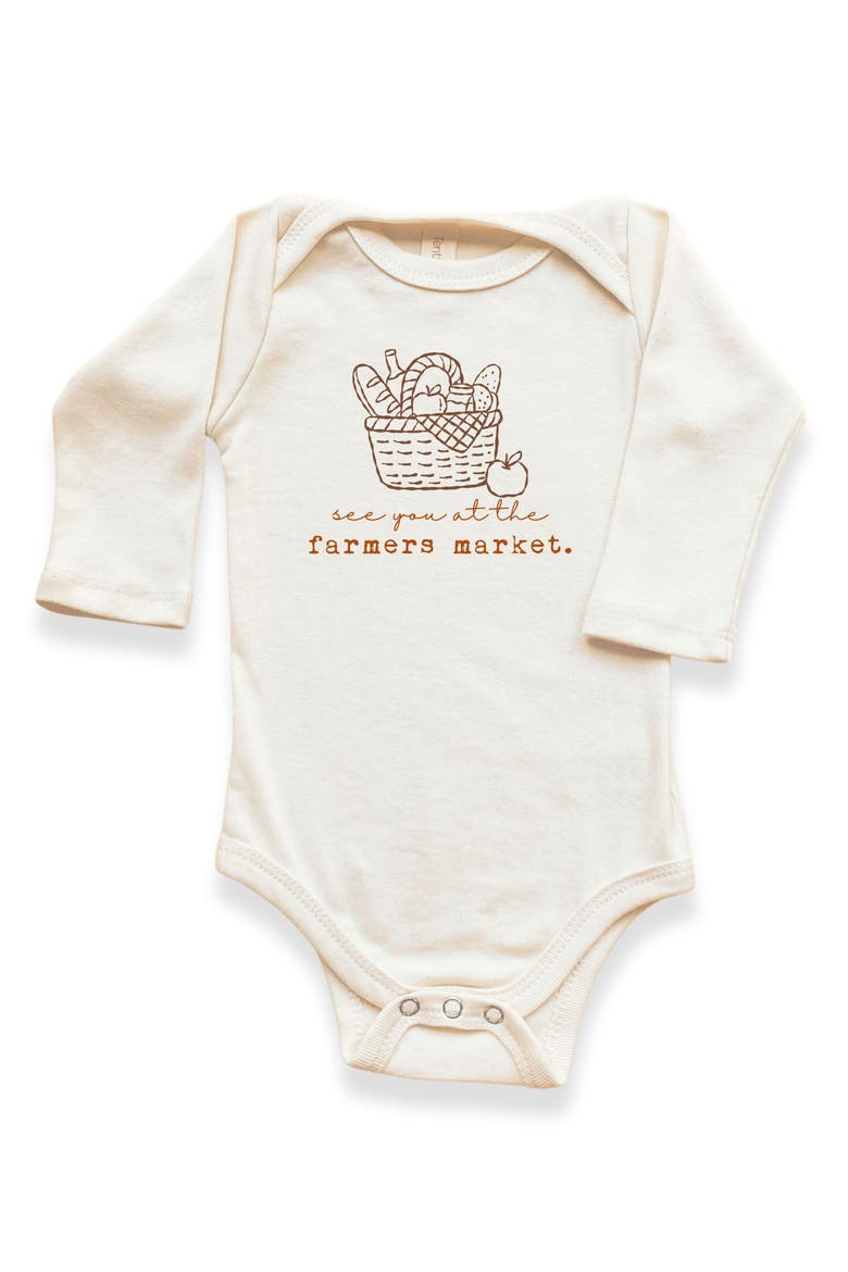 Farmers Market Organic Bodysuit Long Sleeve, Main, color, Natural