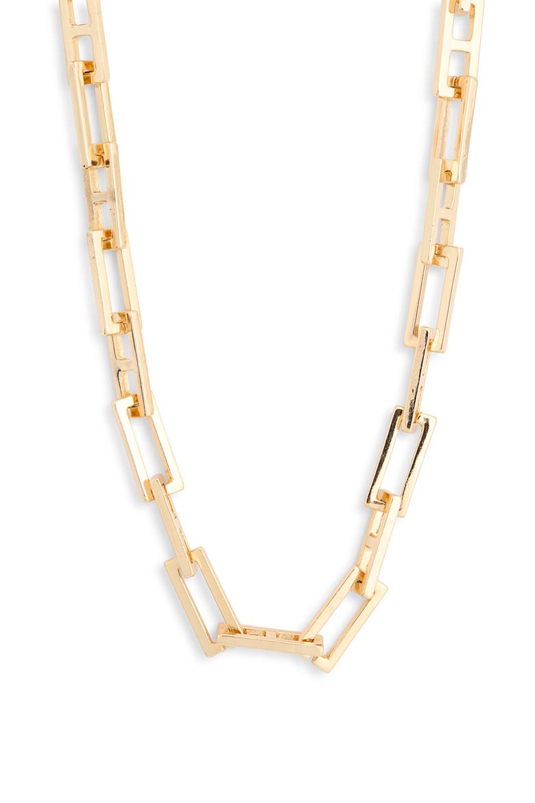 Rectangle Link Necklace, Main, color, GOLD