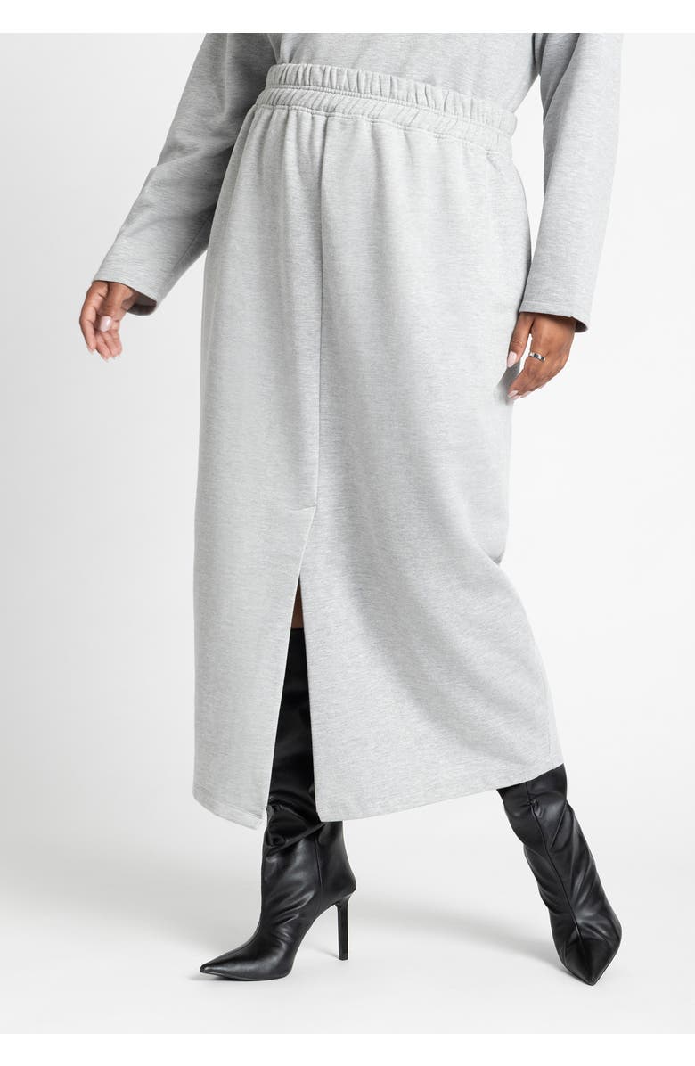 ELOQUII Maxi French Terry Skirt, Alternate, color, Grey