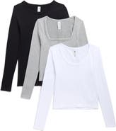 90 DEGREE BY REFLEX Assorted 3-Pack Leighton Rib Seamless T-Shirts