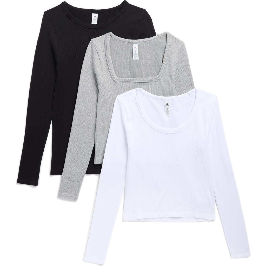 90 Degree By Reflex Assorted 3-pack Leighton Rib Seamless T-shirts In Multi