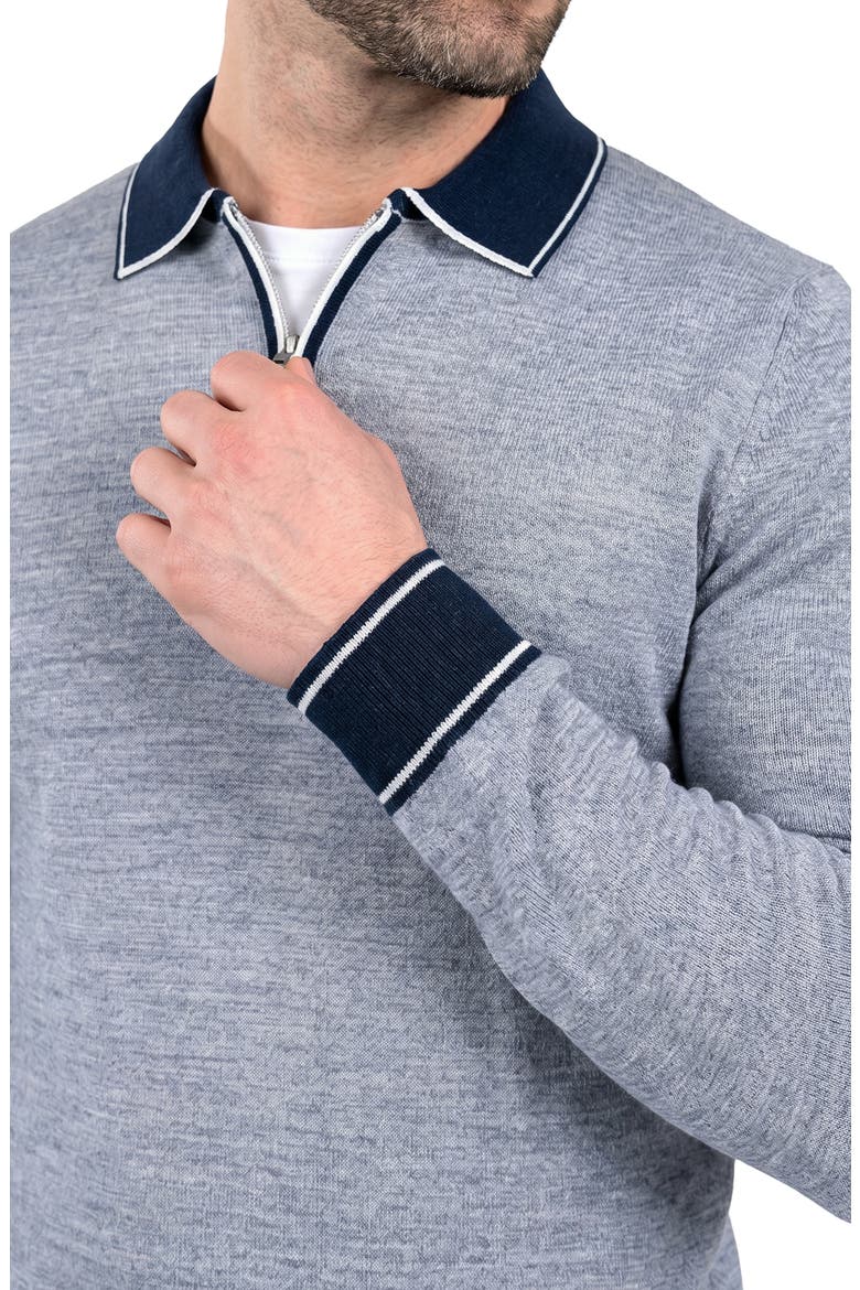 Quarter Zip Merino Wool Sweater, Alternate, color, GREY