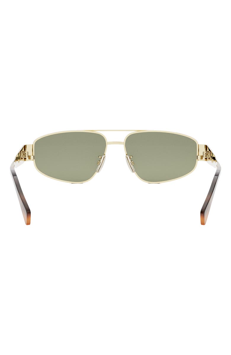 CELINE Triomphe 57mm Pilot Sunglasses, Alternate, color, Shiny Endura Gold / Green