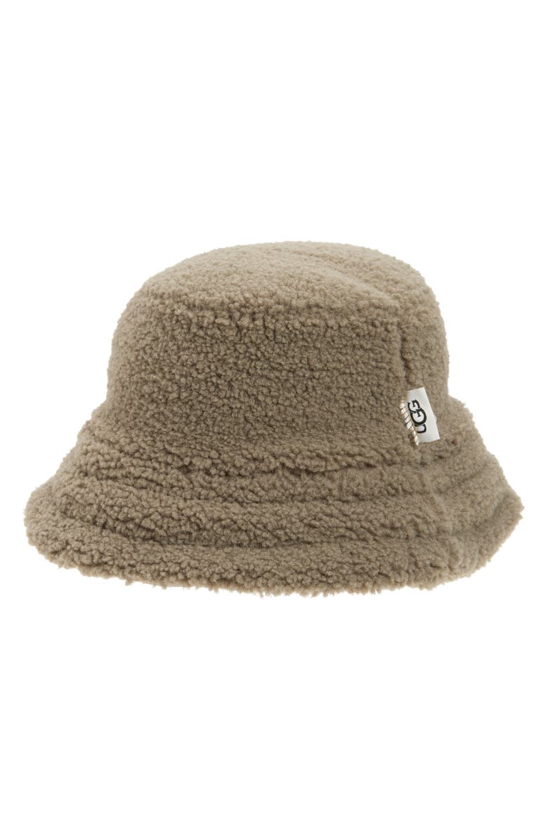 UGG<sup>®</sup> UGGfluff Reversible Faux Fur Bucket Hat, Alternate, color, Moss Green