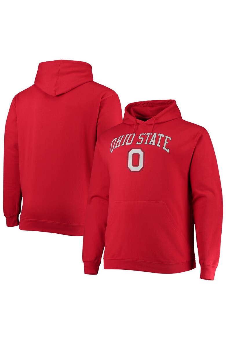 Men's Champion Scarlet Ohio State Buckeyes Big & Tall Arch Over Logo Powerblend Pullover Hoodie, Main, color, Scarlet