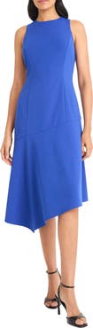 Maggy London Asymmetric Hem Fit & Flare Midi Dress
