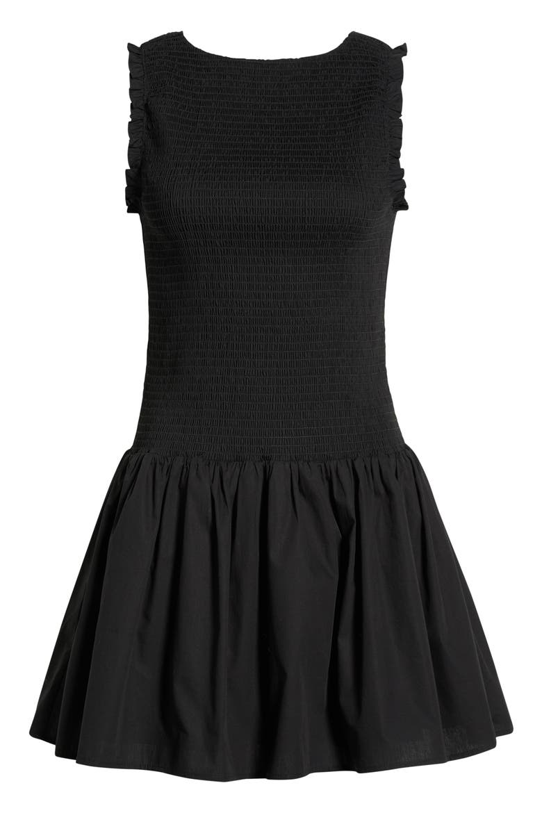 Esme Smocked Poplin Minidress, Alternate, color, BLACK