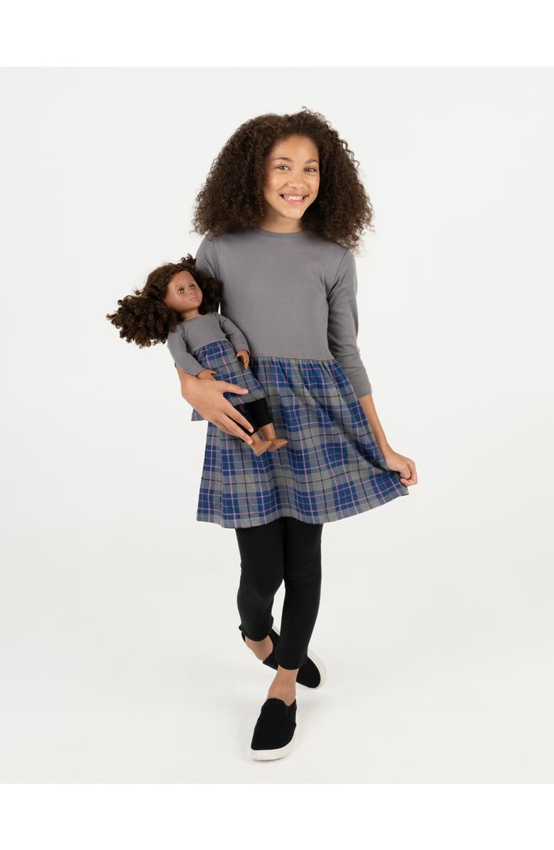 Leveret Girls Skirt Dress with Matching Doll Dress, 100% Cotton, Alternate, color, Dark Gray