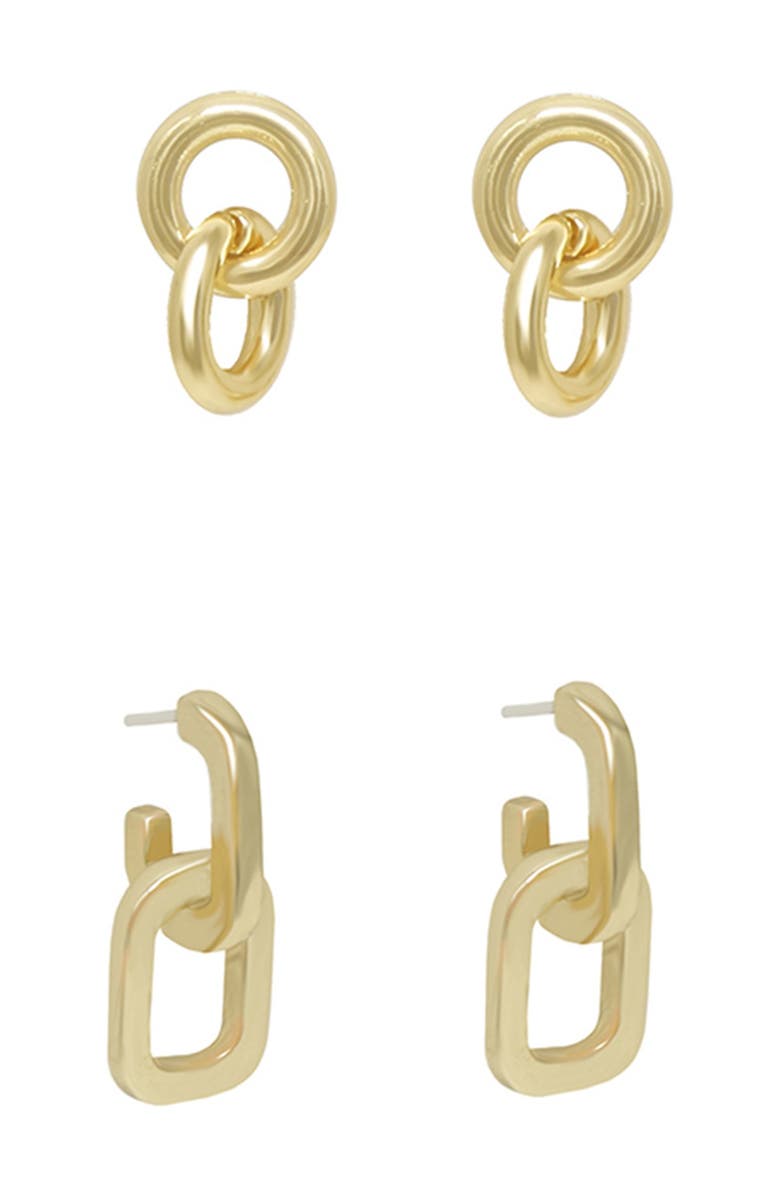 Ettika Gold Tone Oval Earring & Ring Set, Main, color,