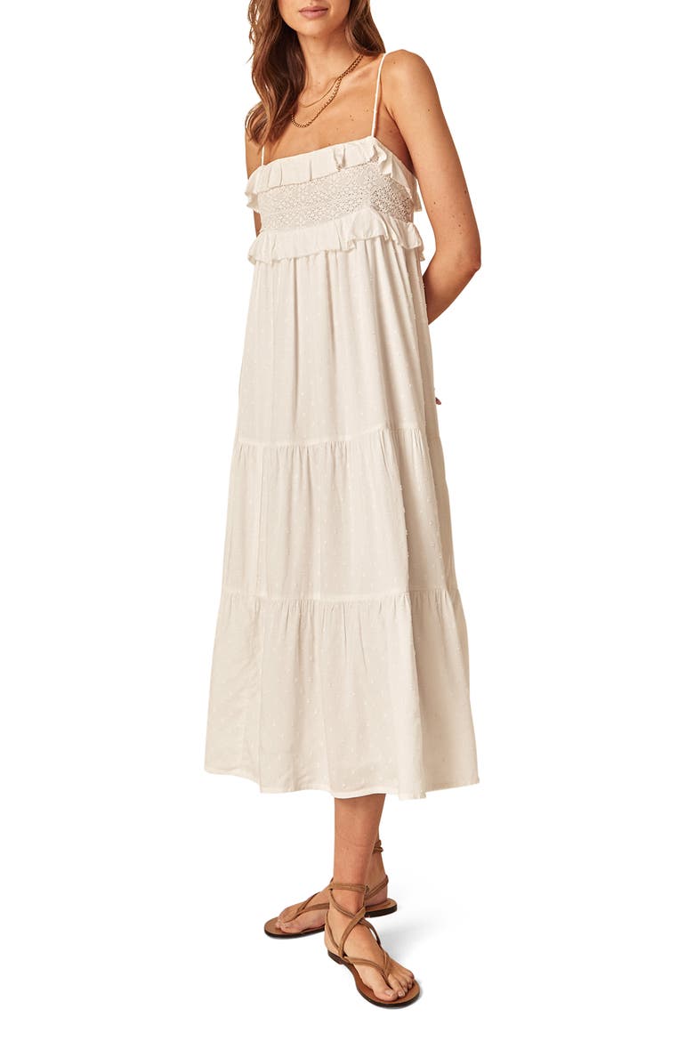 Florian Organic Cotton Midi Sundress, Main, color, WHITE