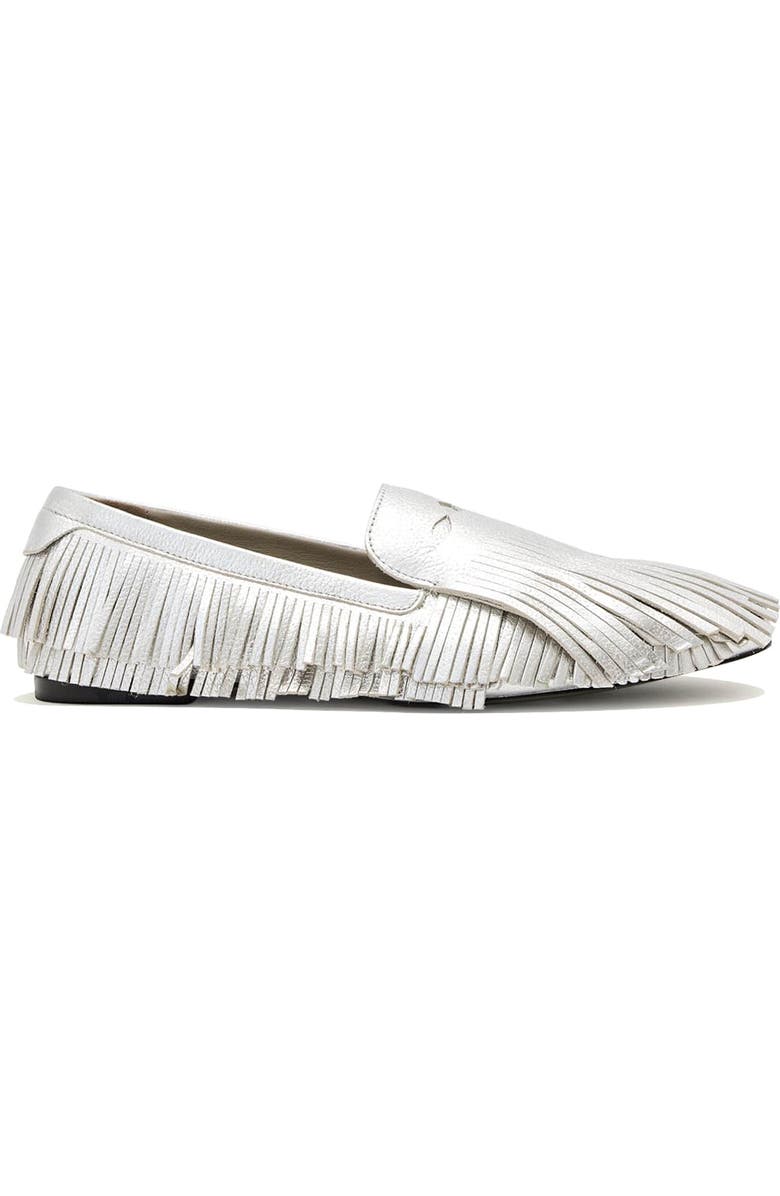AllSaints Sandy Fringe Loafer, Alternate, color, Silver Shine