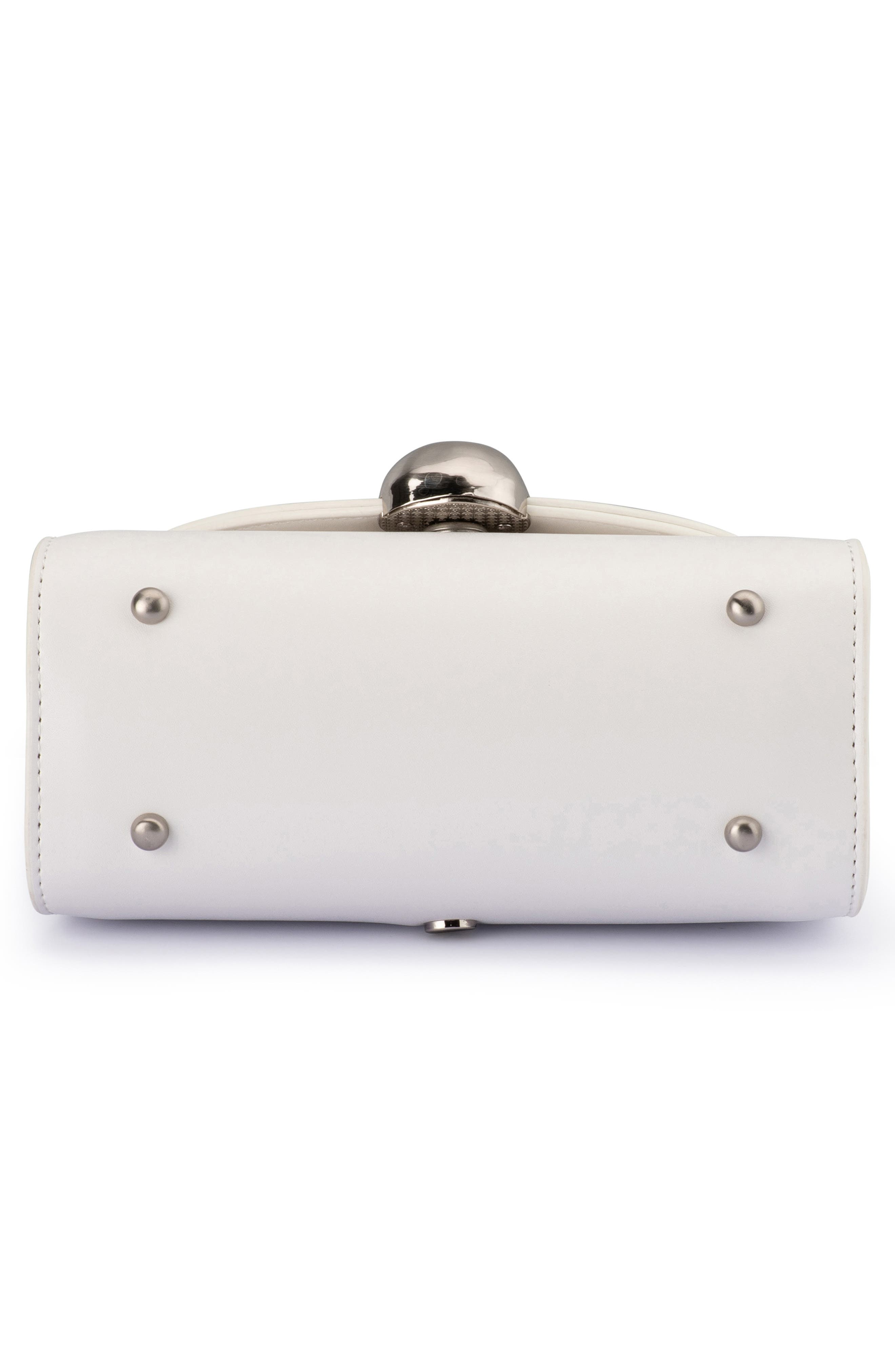 Hux Top Handle Faux Leather Bag, Alternate, color, WHITE