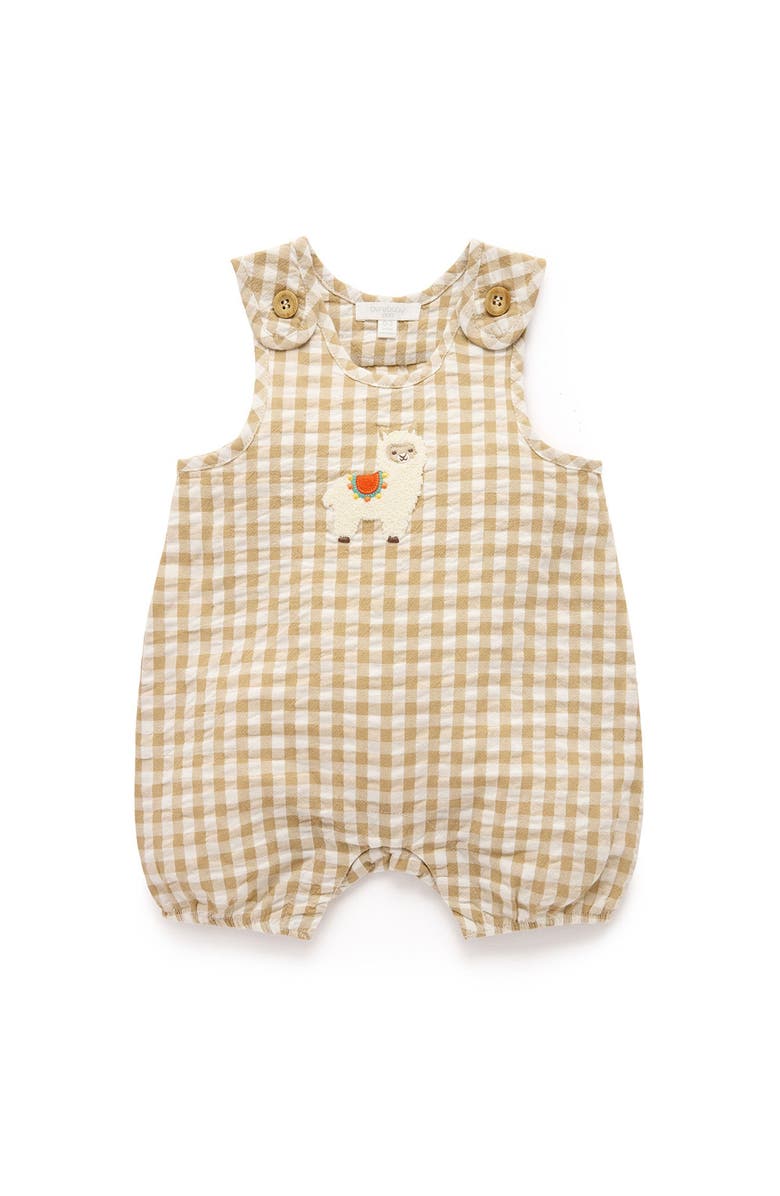 Purebaby Gingham Romper, Main, color, Burrito Gingham