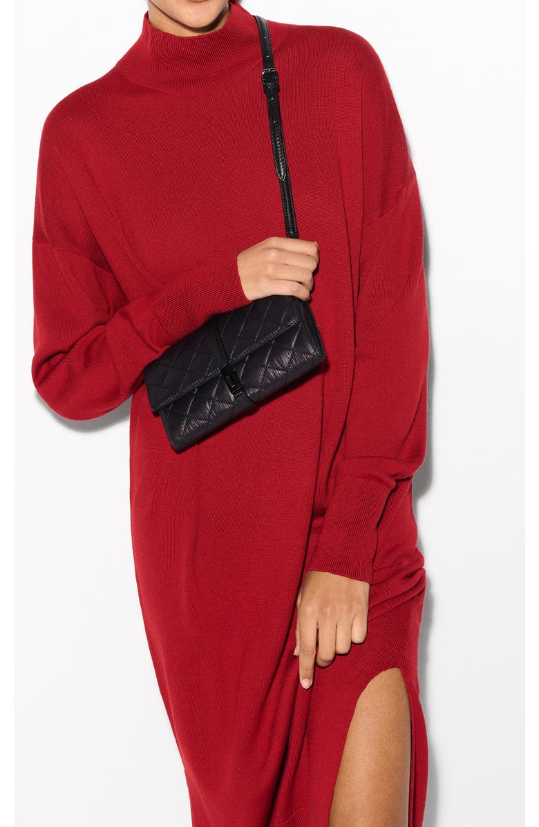 MZ Wallace Astor Diamond Quilted Nylon Convertible Crossbody Bag, Alternate, color, Black