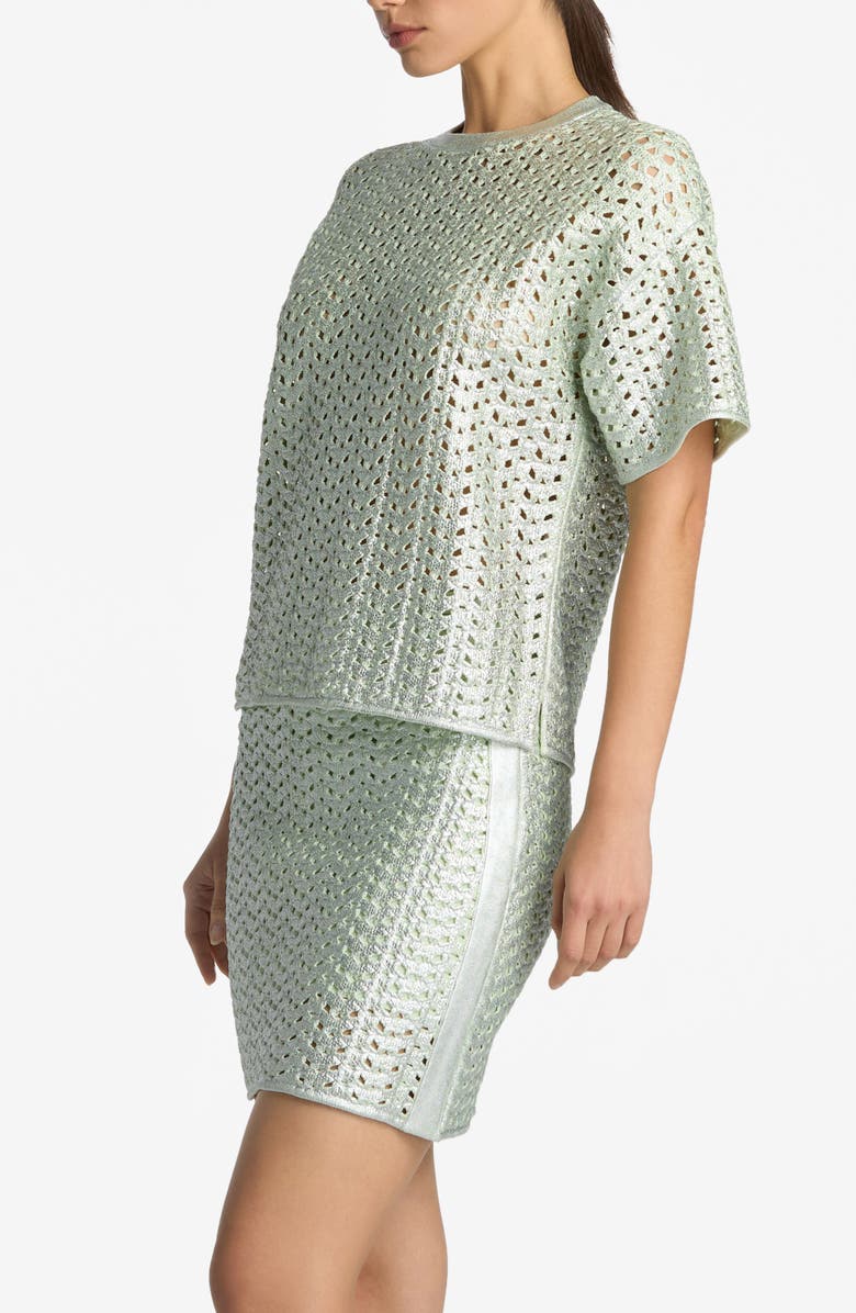 ST. JOHN Lacquered Crochet Sweater, Alternate, color, 