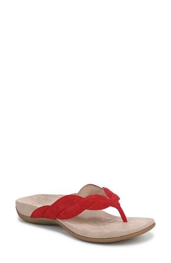 Vionic Bella Braid Flip Flop Sandal In Red