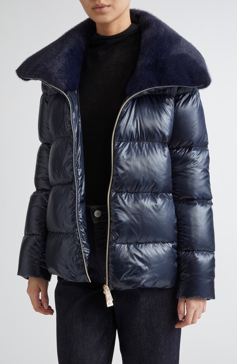Herno Shiny Nylon Down Jacket, Main, color, Blue Navy