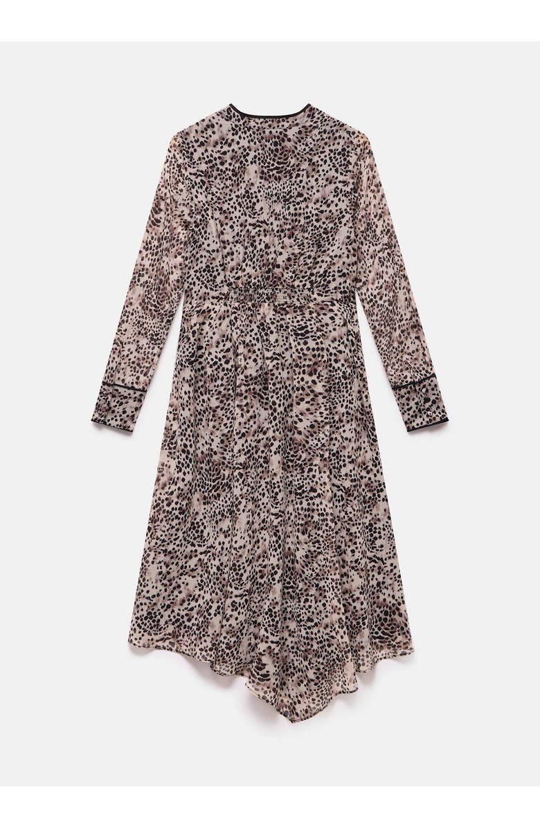 MINT VELVET Animal Print Asymmetric Midi Dress, Alternate, color, Brown