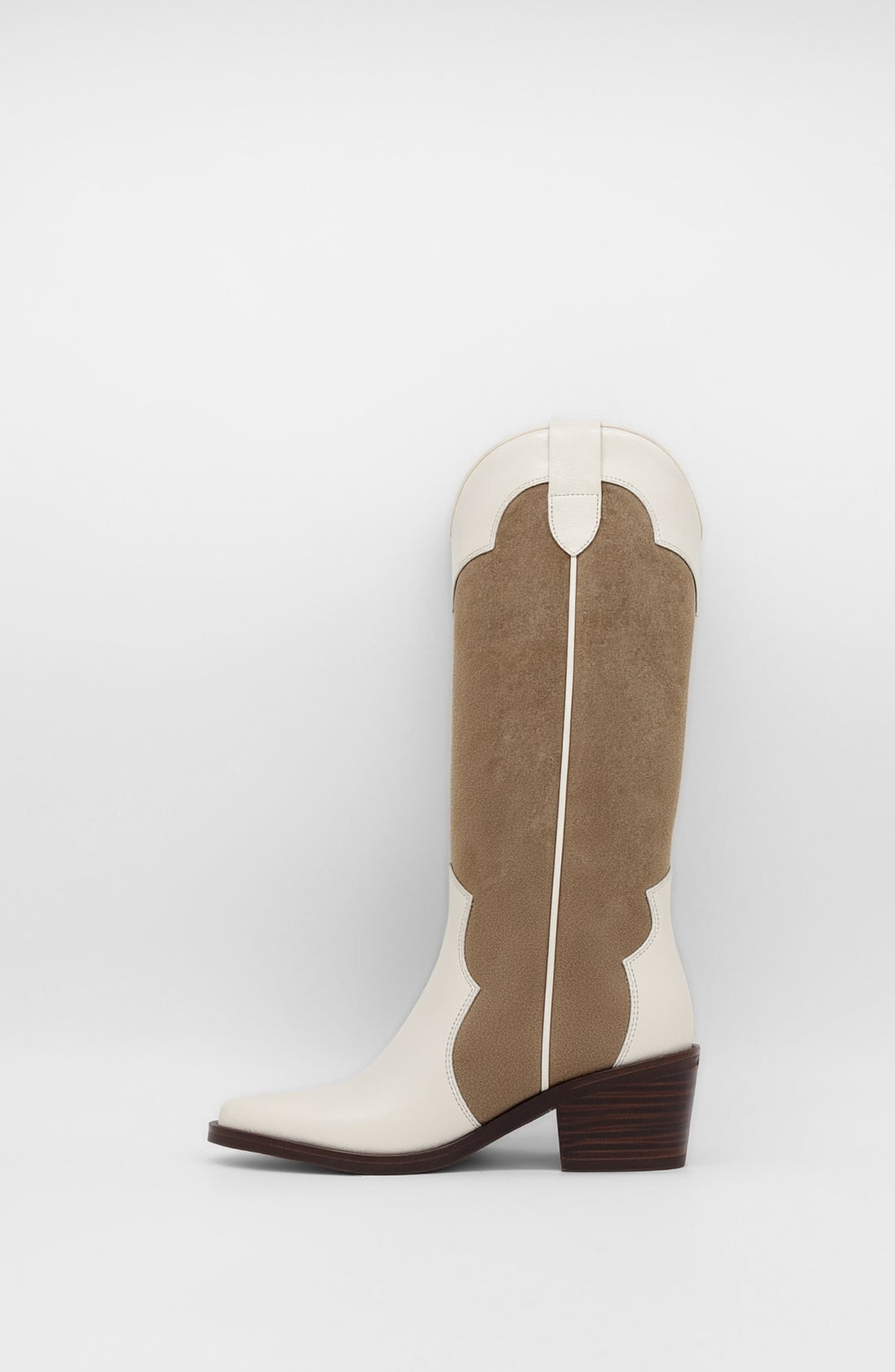 Agiatezza Western Boots, Alternate, color, Ivory / Mocha