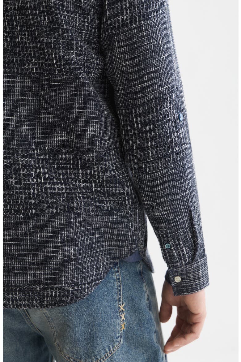 Woven Waffle Button-Up Shirt, Alternate, color, SKY CAPTAIN