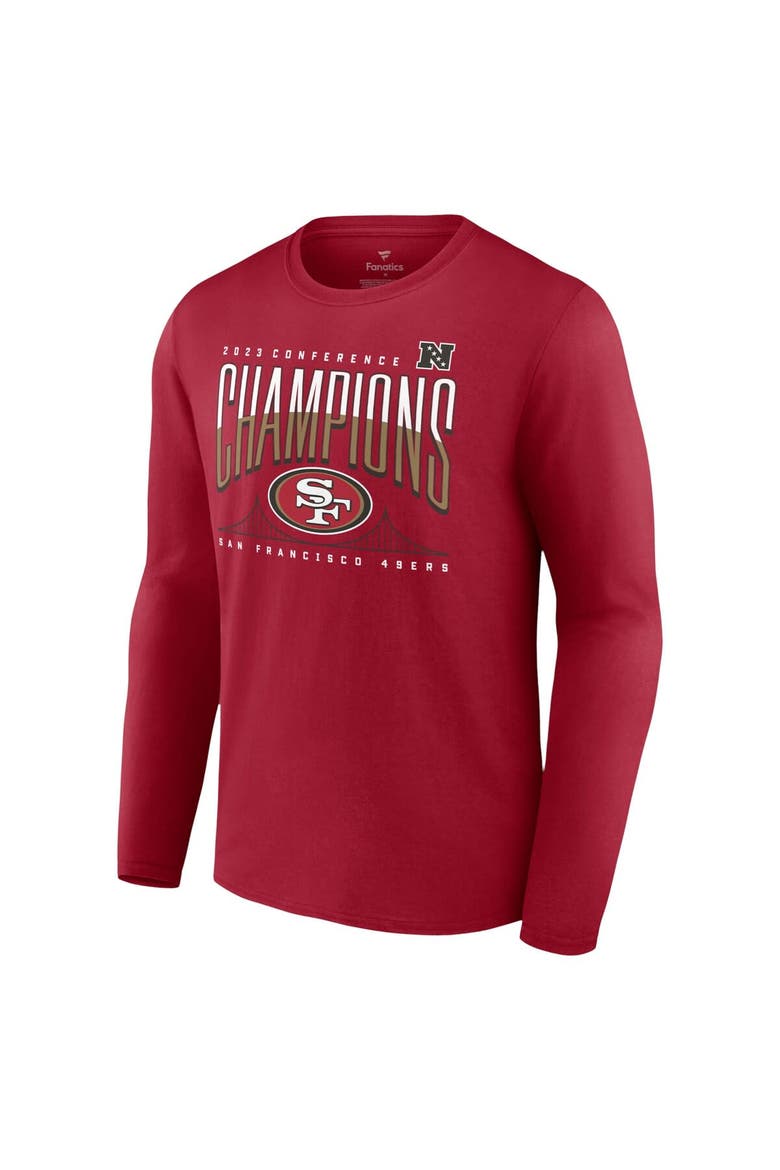 Men's Fanatics Branded Scarlet San Francisco 49ers 2023 NFC Champions Hometown Not Done Long Sleeve T-Shirt, Alternate, color, Scarlet