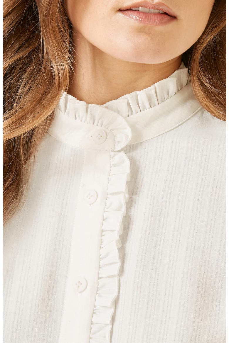 Frill High Neck Shirt, Alternate, color, White
