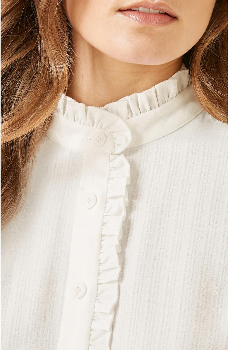 Yumi High Neck Frill Shirt, Alternate, color, White